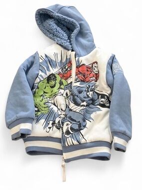 Marvel Light Blue and White Kids' Hoodie with Superhero Print